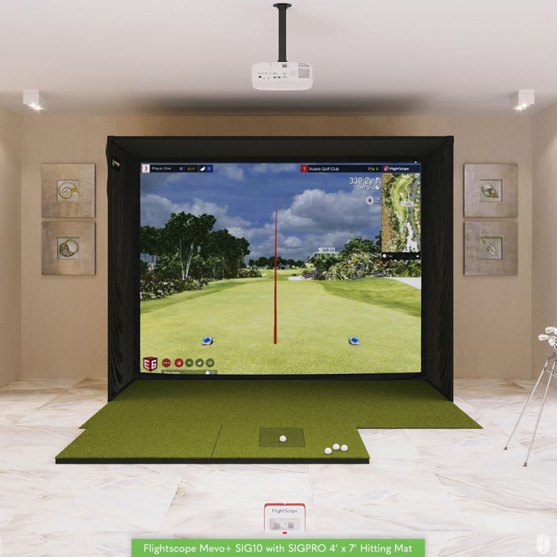 Flightscope Mevo+ SIG10 Golf Simulator Package Golf Simulator Flightscope SIGPRO 4' x 7' None