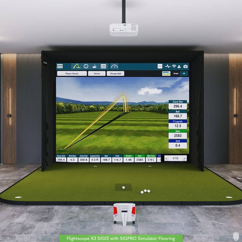 FlightScope X3 SIG12 Golf Simulator Package Golf Simulator Flightscope SIG12 Golf Simulator Flooring