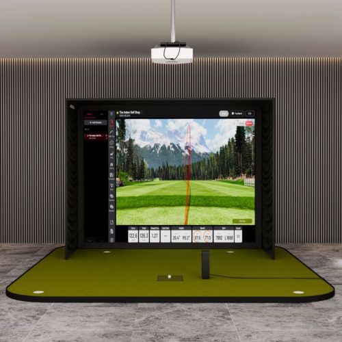 Uneekor EYE MINI Lite SIG10 with golf simulator flooring .& laptop