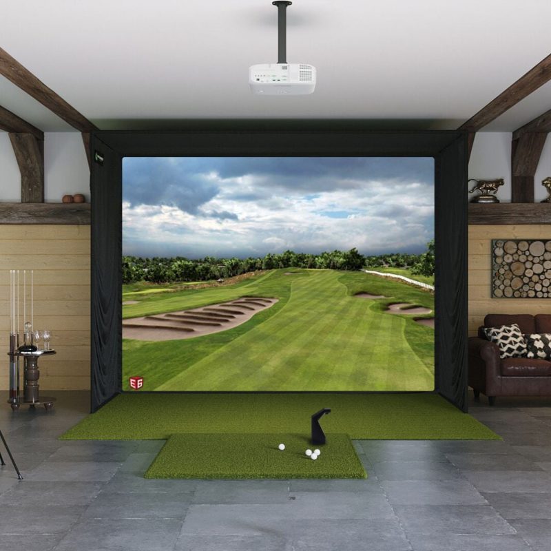 TruGolf Launch Box SIG12 with fairway series 5' x 5' golf mat