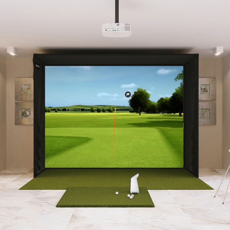 Garmin Approach R50 SIG12 Golf Simulator Package with Fairway series 5' x 5' golf mat.