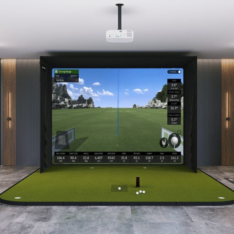 Square Golf SIG12 Golf Simulator Package with golf simulator flooring