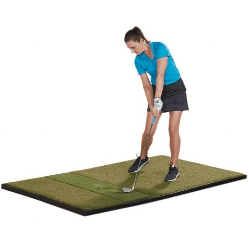 swining on fiberbuilt golf mat